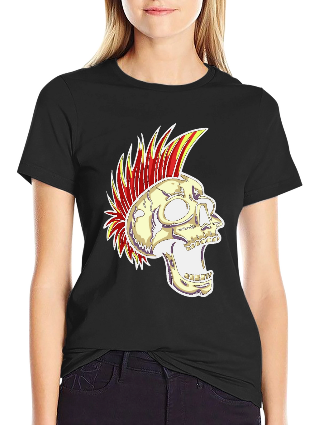 Camiseta Negra con Calavera Punk Rock