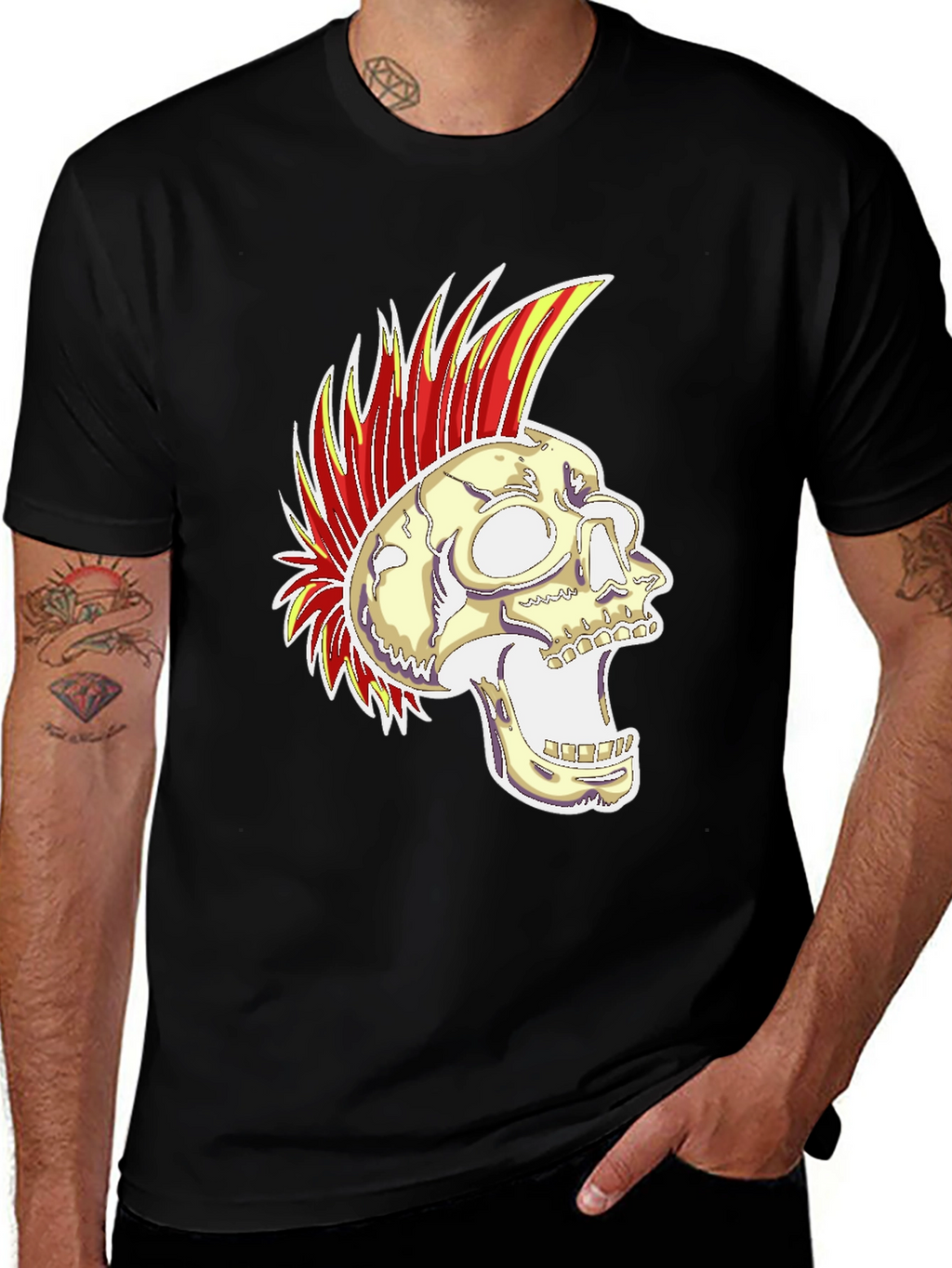 Camiseta Negra con Calavera Punk Rock