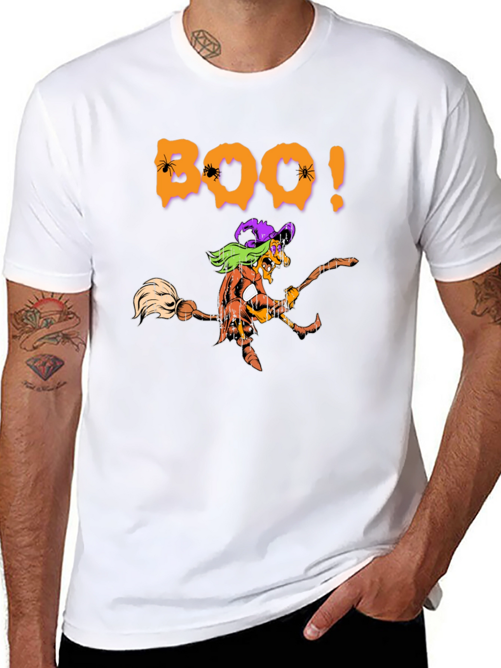 Camiseta Negra Boo! Bruja Halloween
