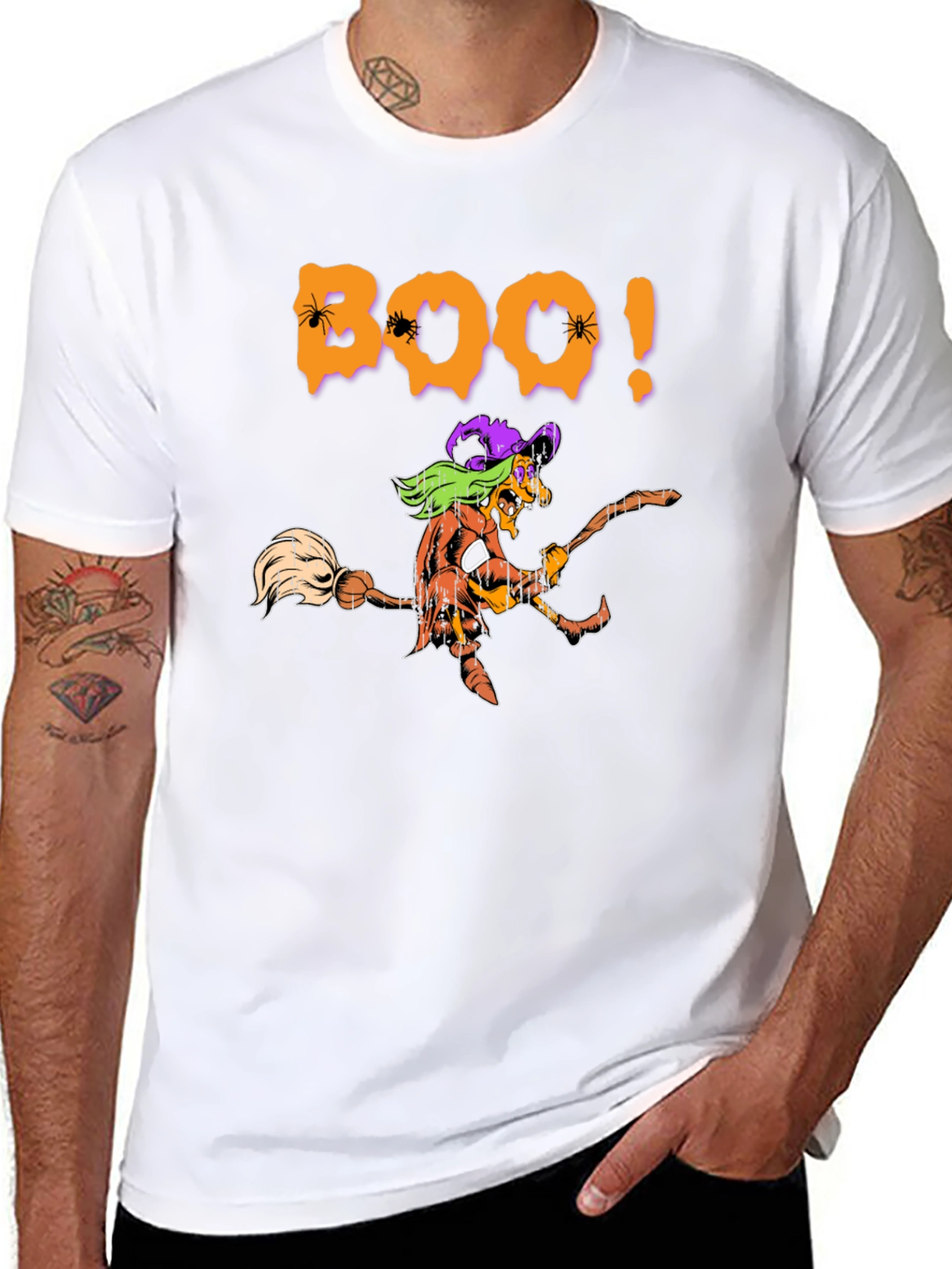 Camiseta Negra Boo! Bruja Halloween