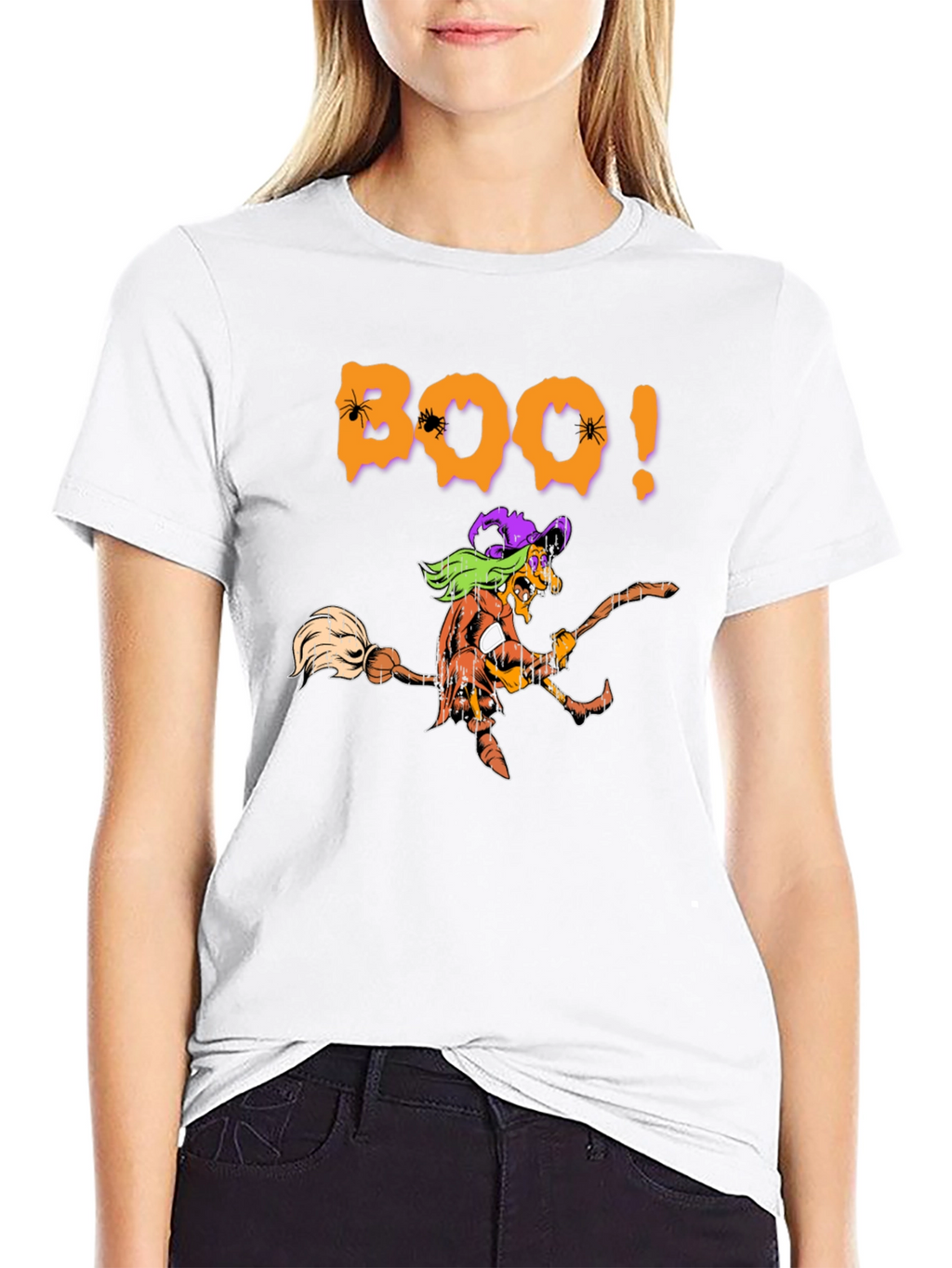 Camiseta Negra Boo! Bruja Halloween