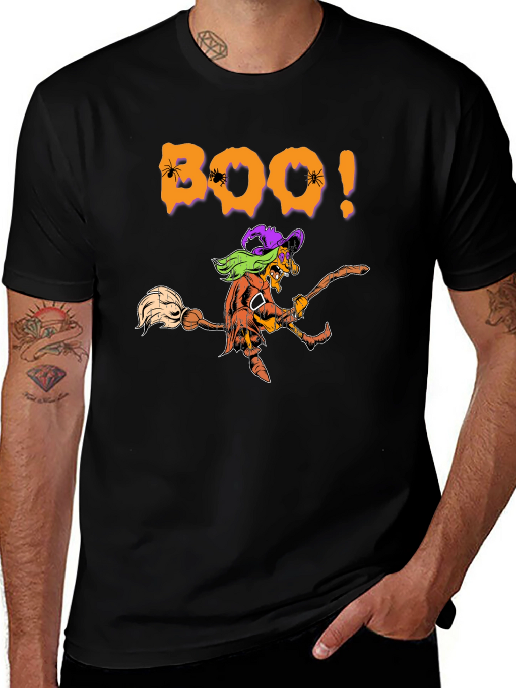 Camiseta Negra Boo! Bruja Halloween