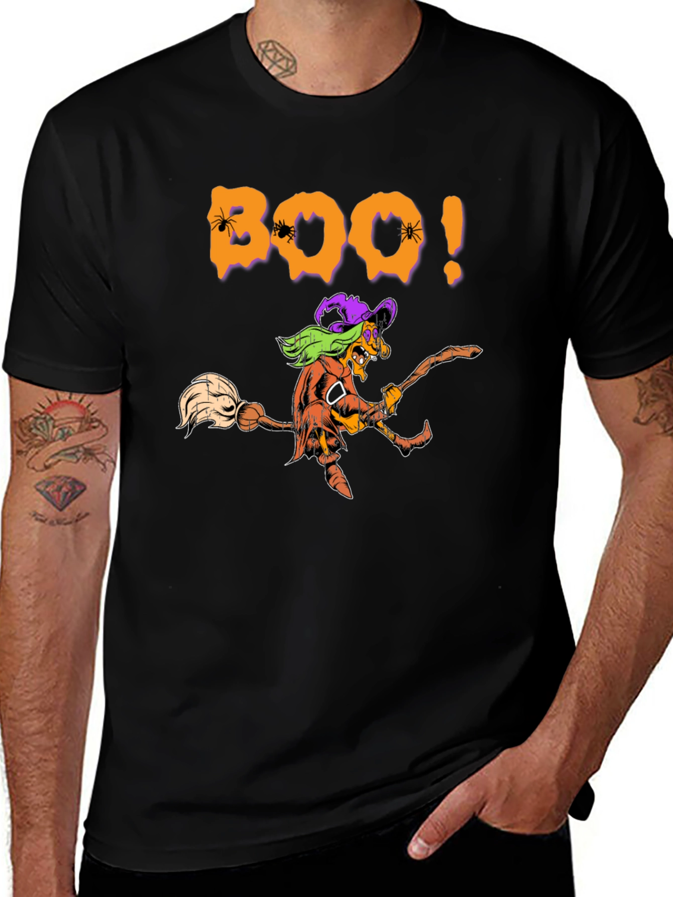 Camiseta Negra Boo! Bruja Halloween