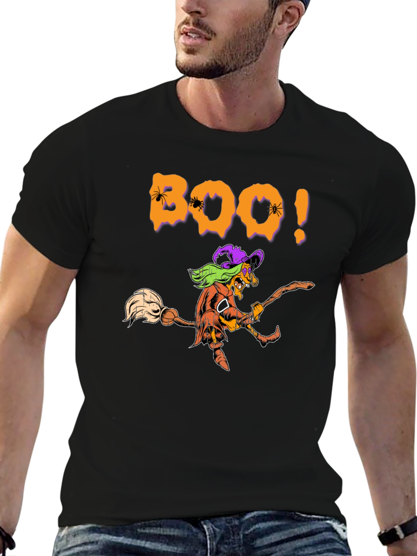 Camiseta Negra Boo! Bruja Halloween
