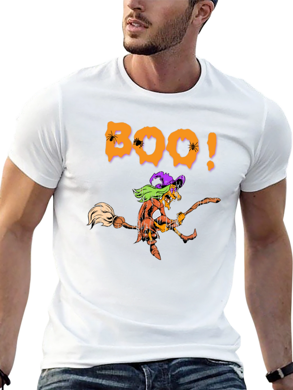 Camiseta Negra Boo! Bruja Halloween