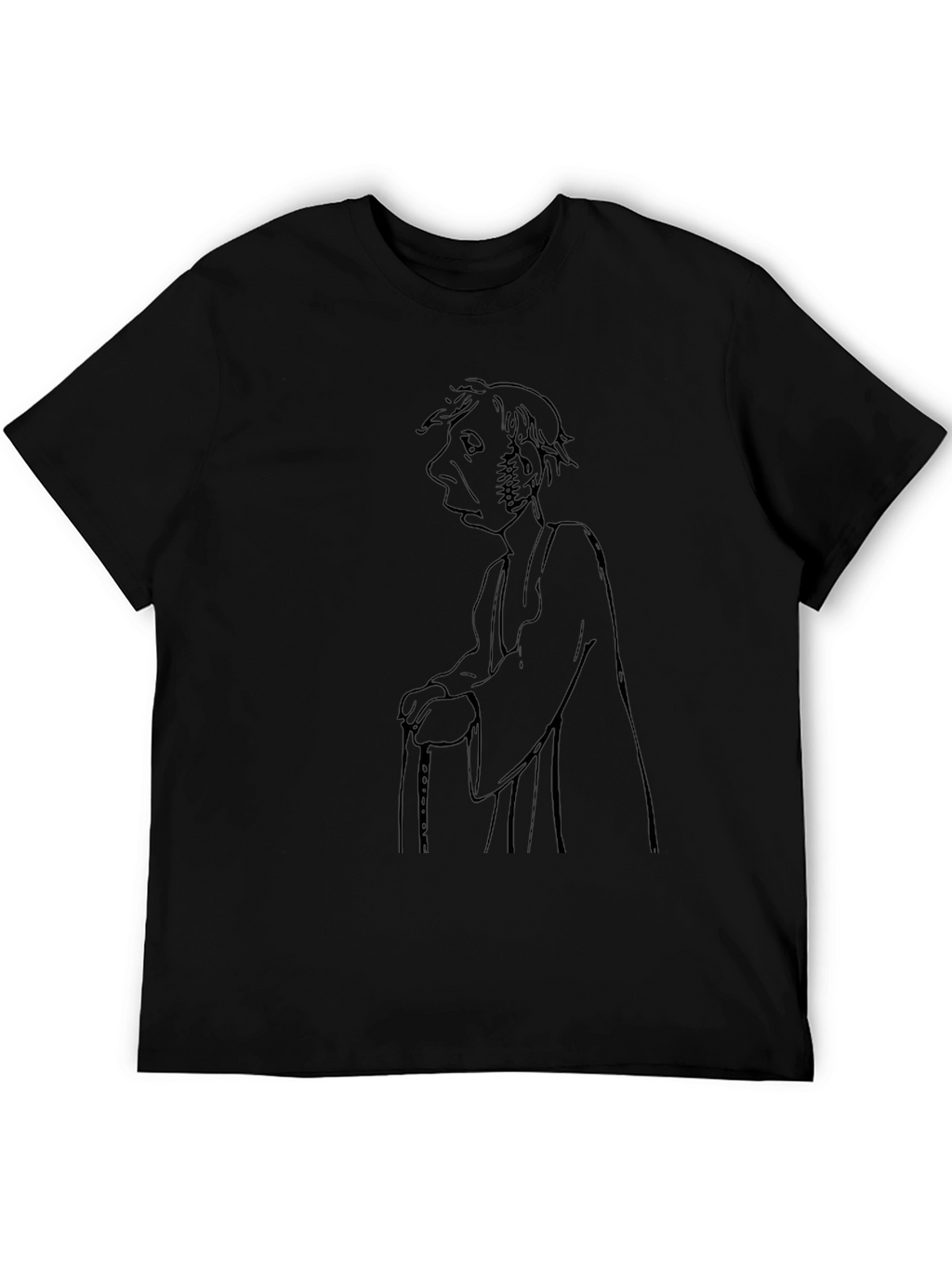 Camiseta Negra con Dibujo de Personaje Antiguo