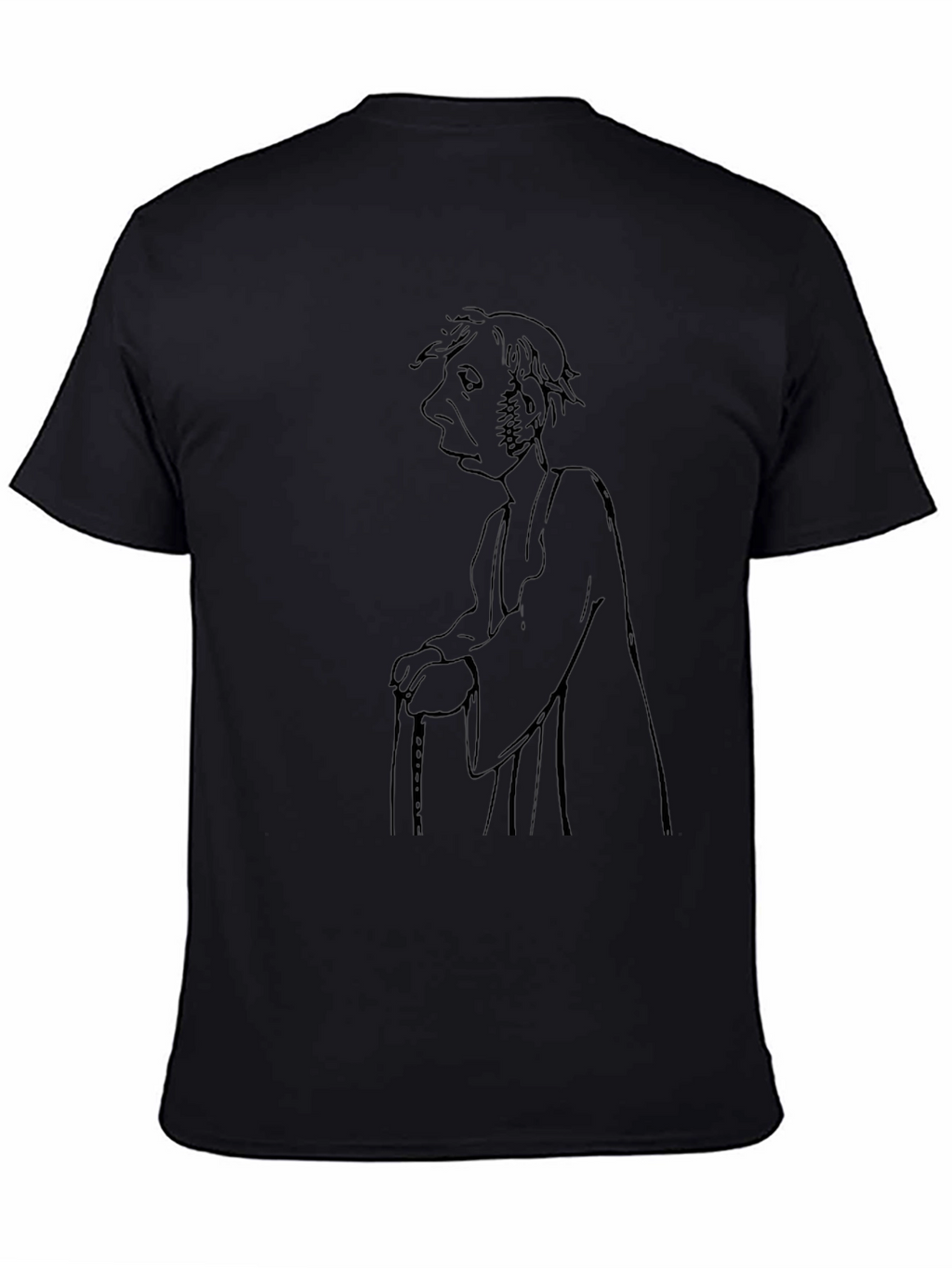 Camiseta Negra con Dibujo de Personaje Antiguo