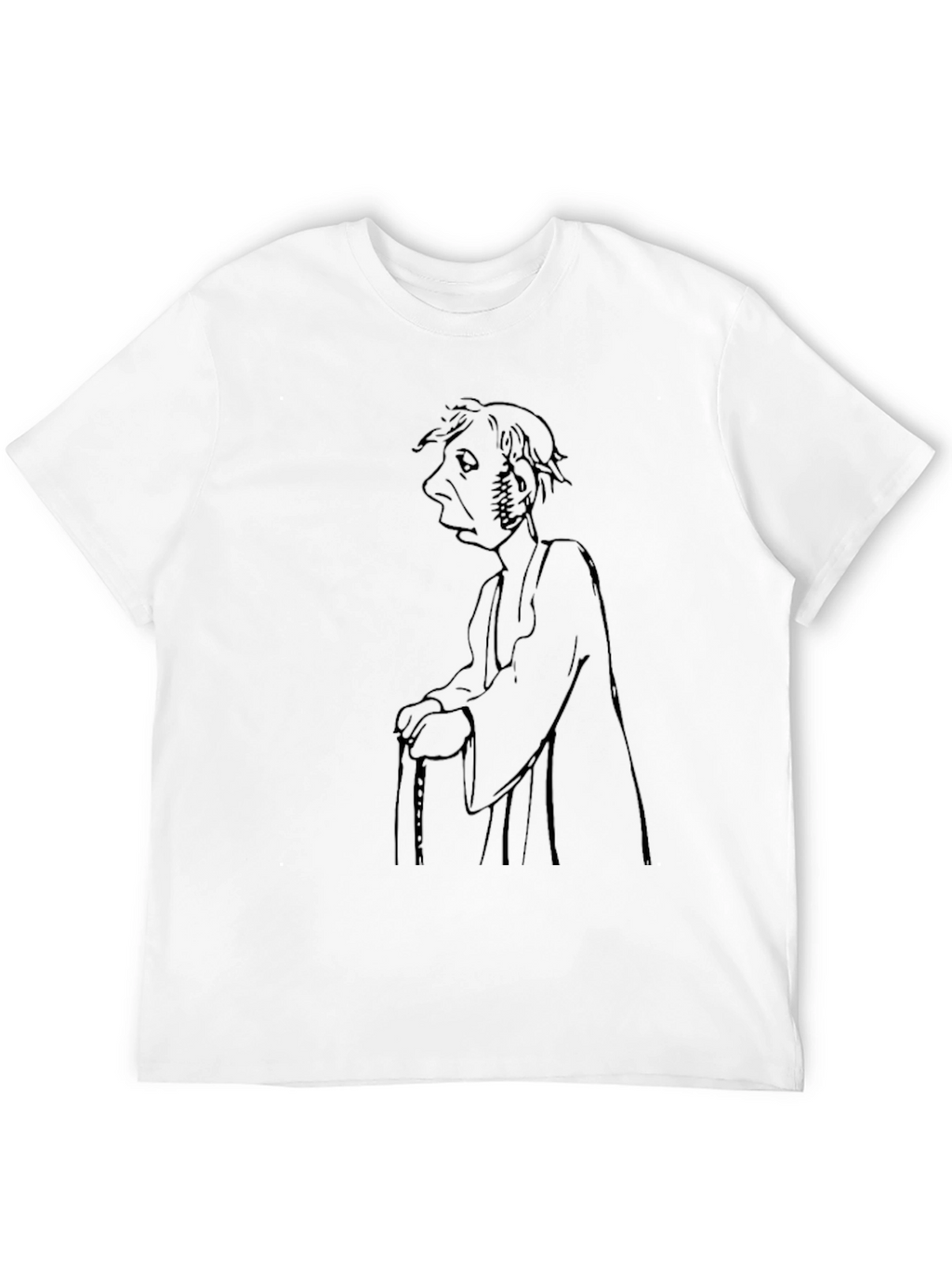 Camiseta Negra con Dibujo de Personaje Antiguo