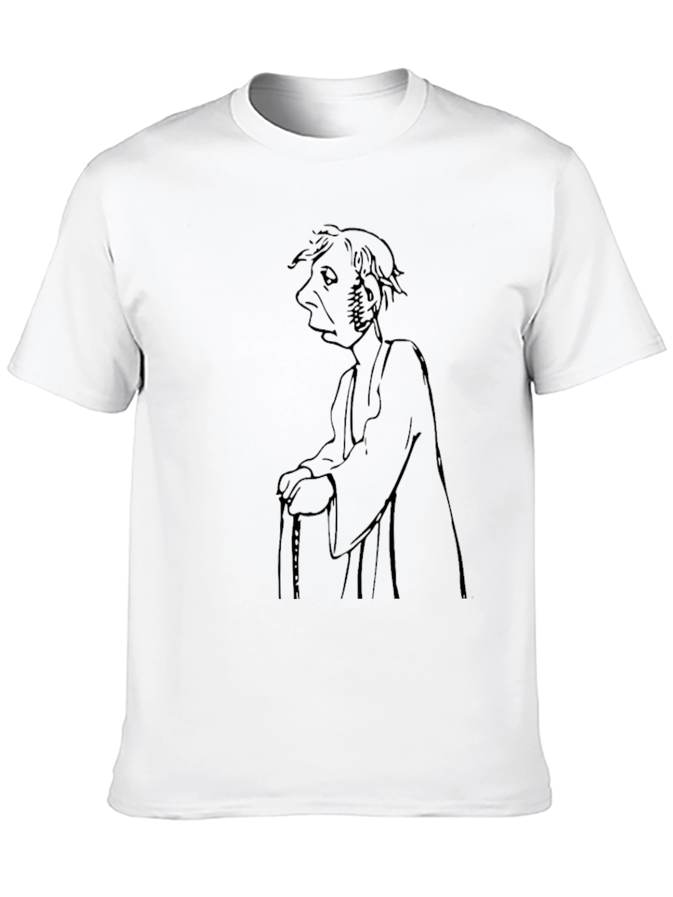 Camiseta Negra con Dibujo de Personaje Antiguo