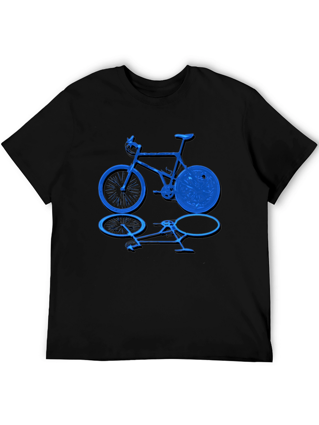 Camiseta Negra con Diseño de Bicicleta Azul