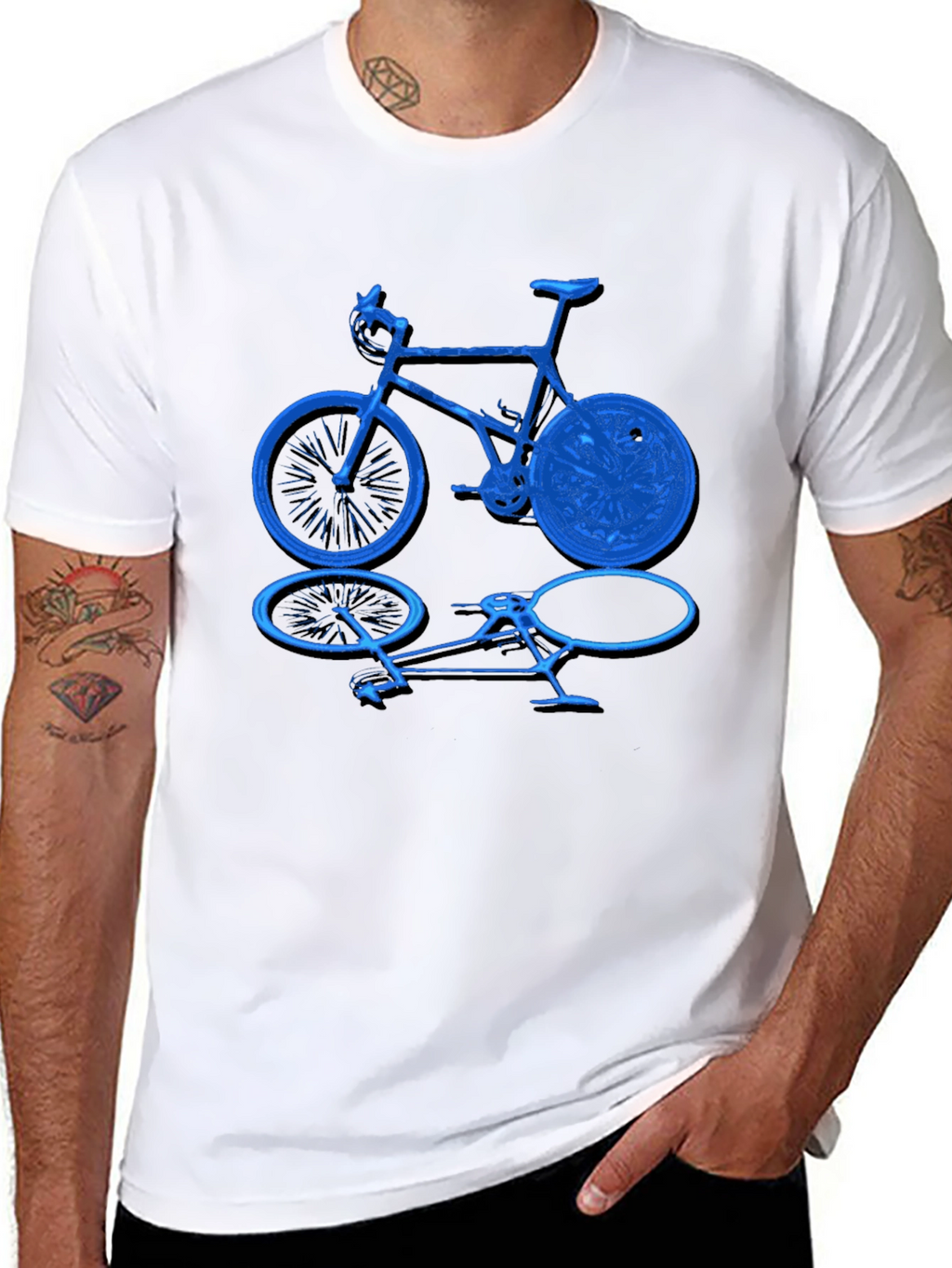 Camiseta Negra con Diseño de Bicicleta Azul