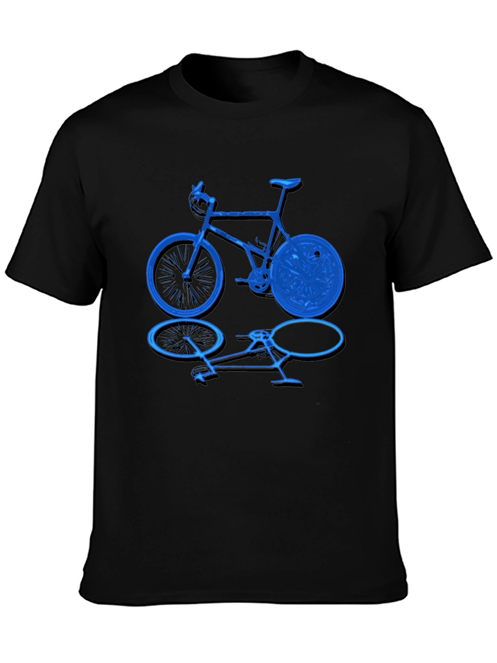 Camiseta Negra con Diseño de Bicicleta Azul