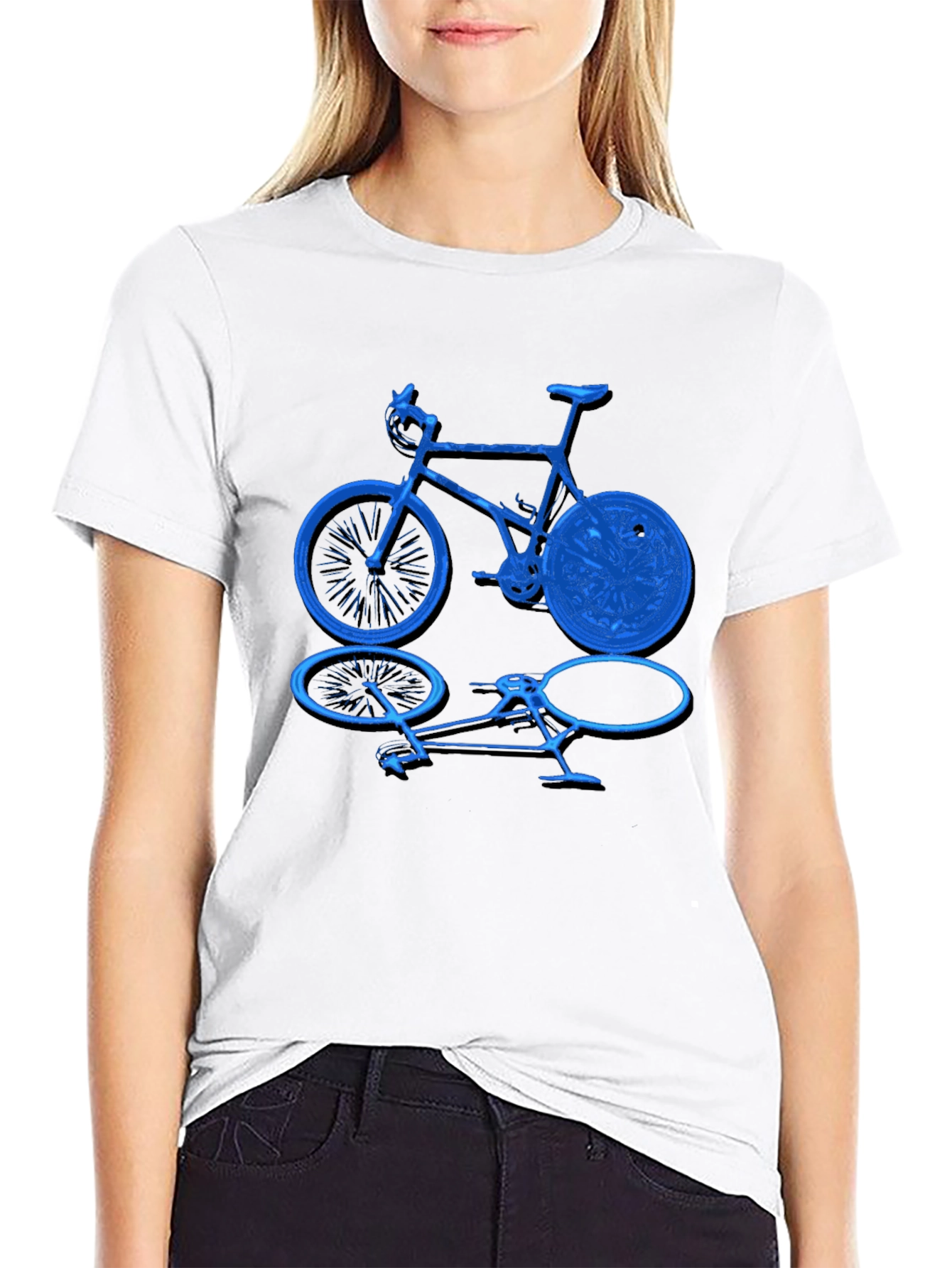 Camiseta Negra con Diseño de Bicicleta Azul
