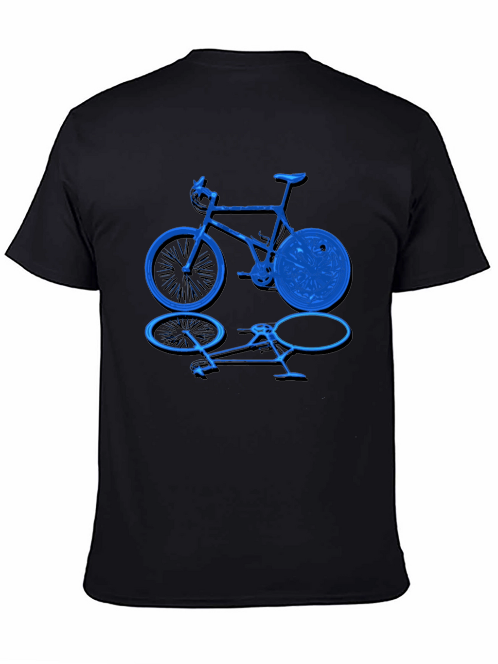 Camiseta Negra con Diseño de Bicicleta Azul