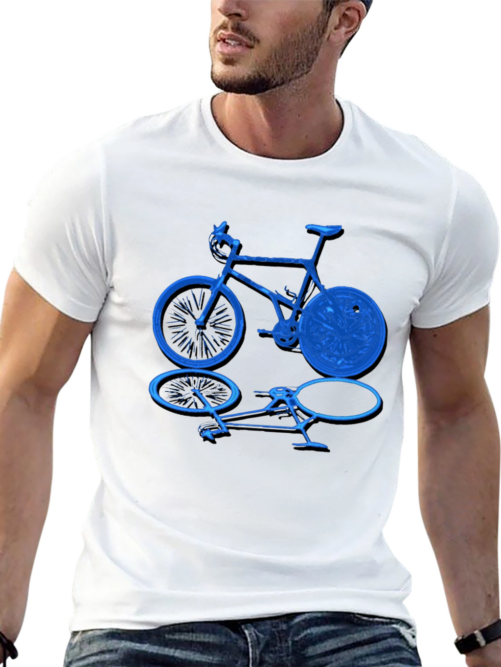 Camiseta Negra con Diseño de Bicicleta Azul