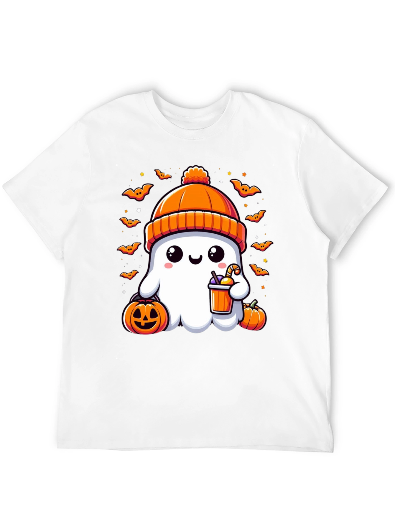 Camiseta Halloween Fantasma con Gorro Naranja