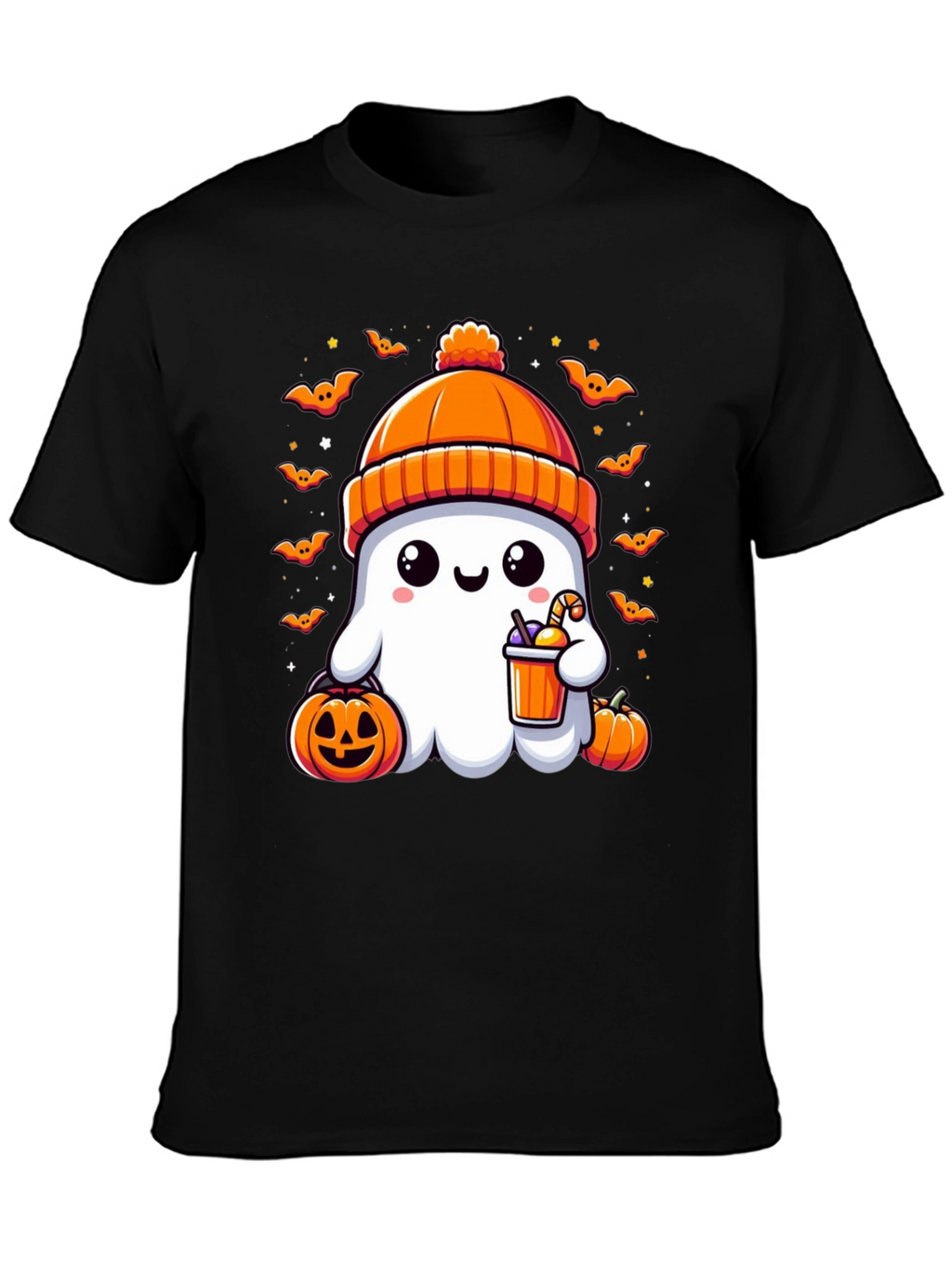 Camiseta Halloween Fantasma con Gorro Naranja