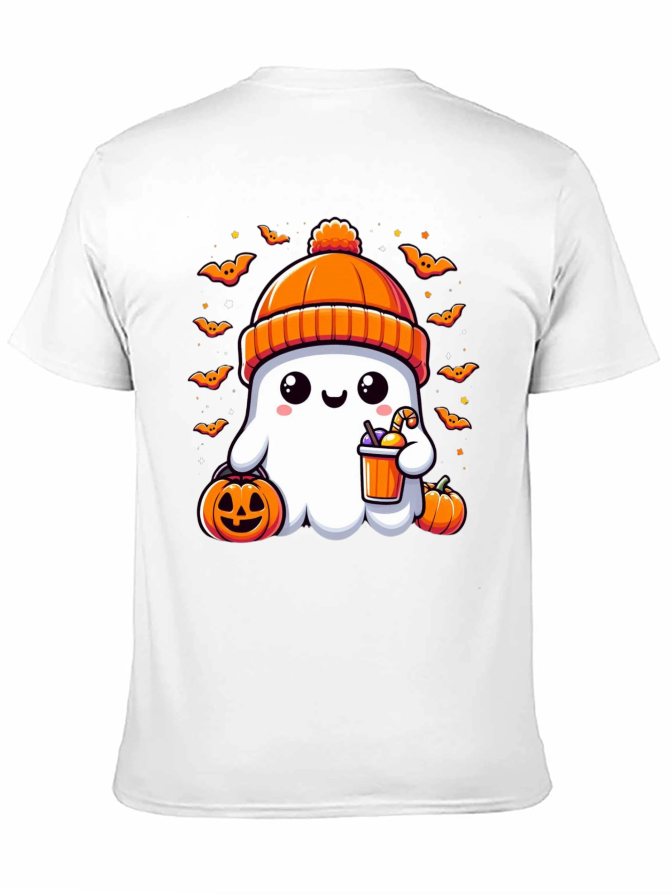 Camiseta Halloween Fantasma con Gorro Naranja