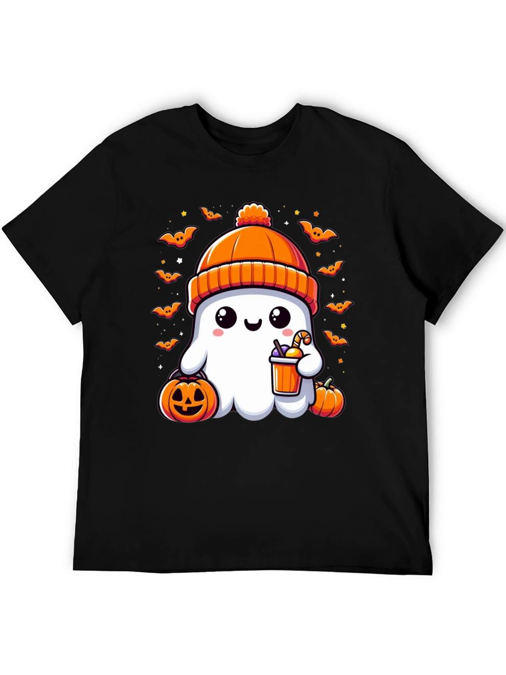 Camiseta Halloween Fantasma con Gorro Naranja