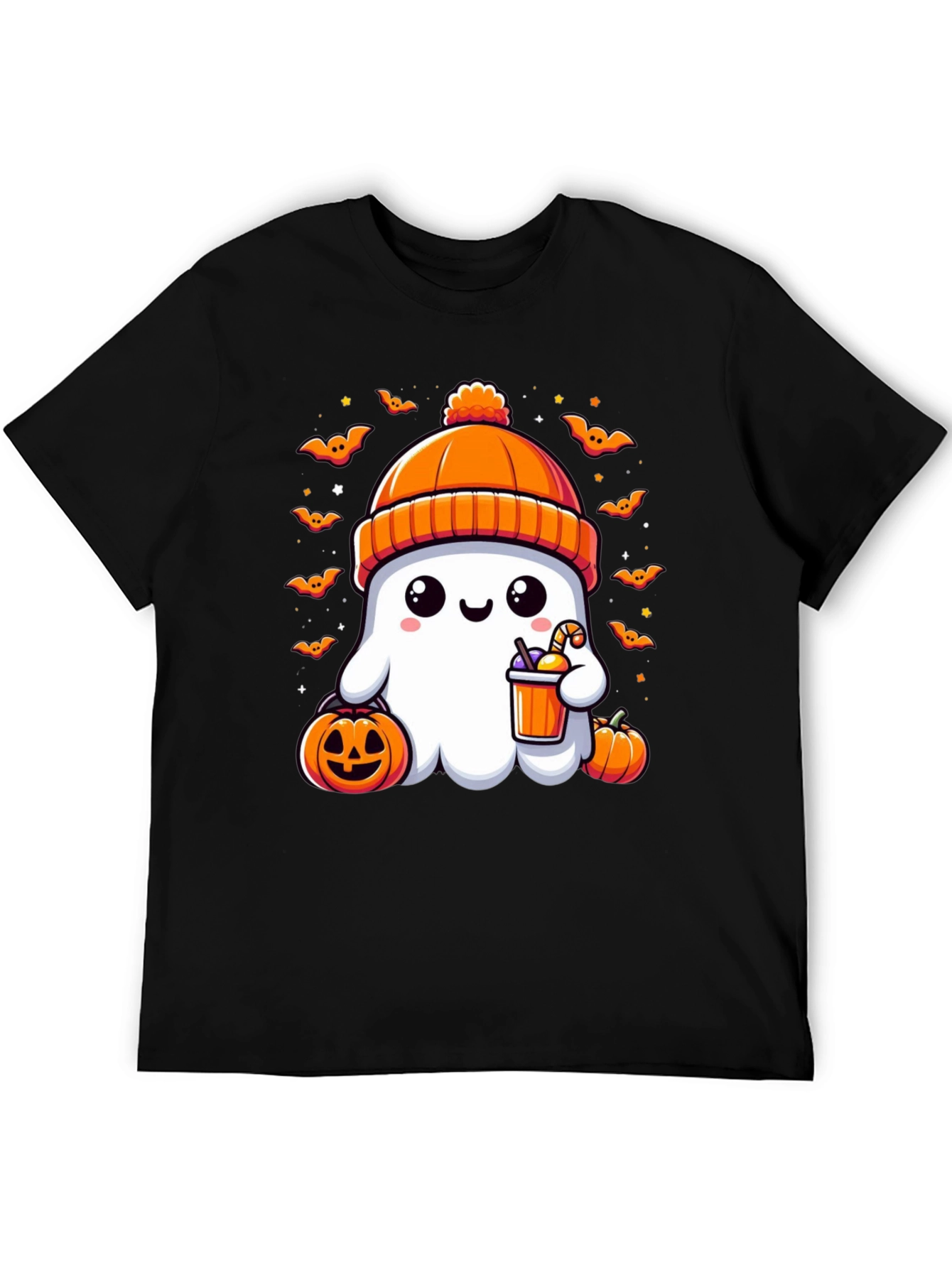 Camiseta Halloween Fantasma con Gorro Naranja