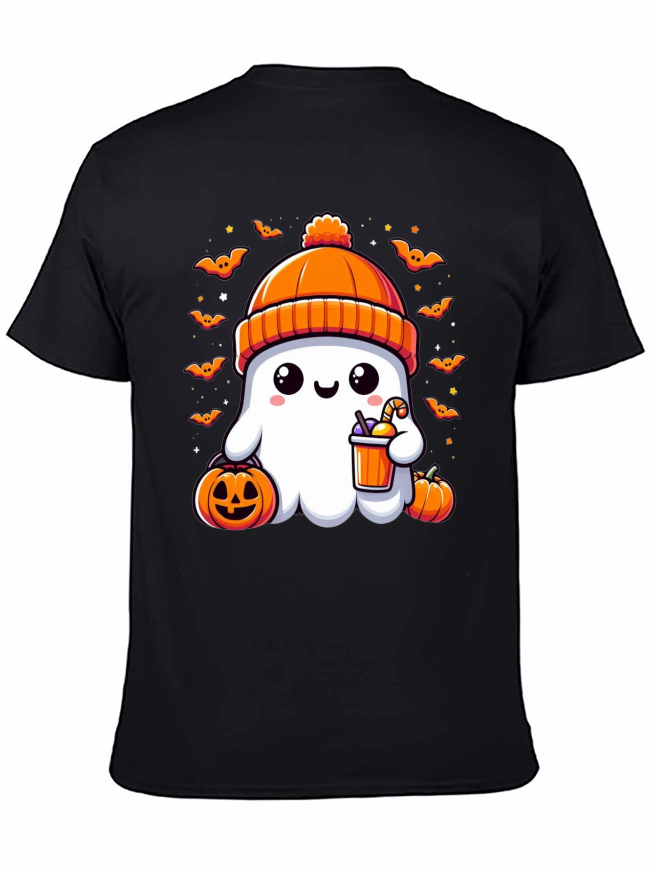 Camiseta Halloween Fantasma con Gorro Naranja
