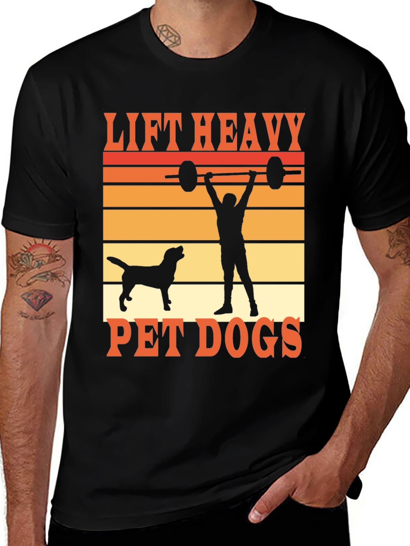 Camiseta Hombre: Levanta Pesado y Ama a tus Perros