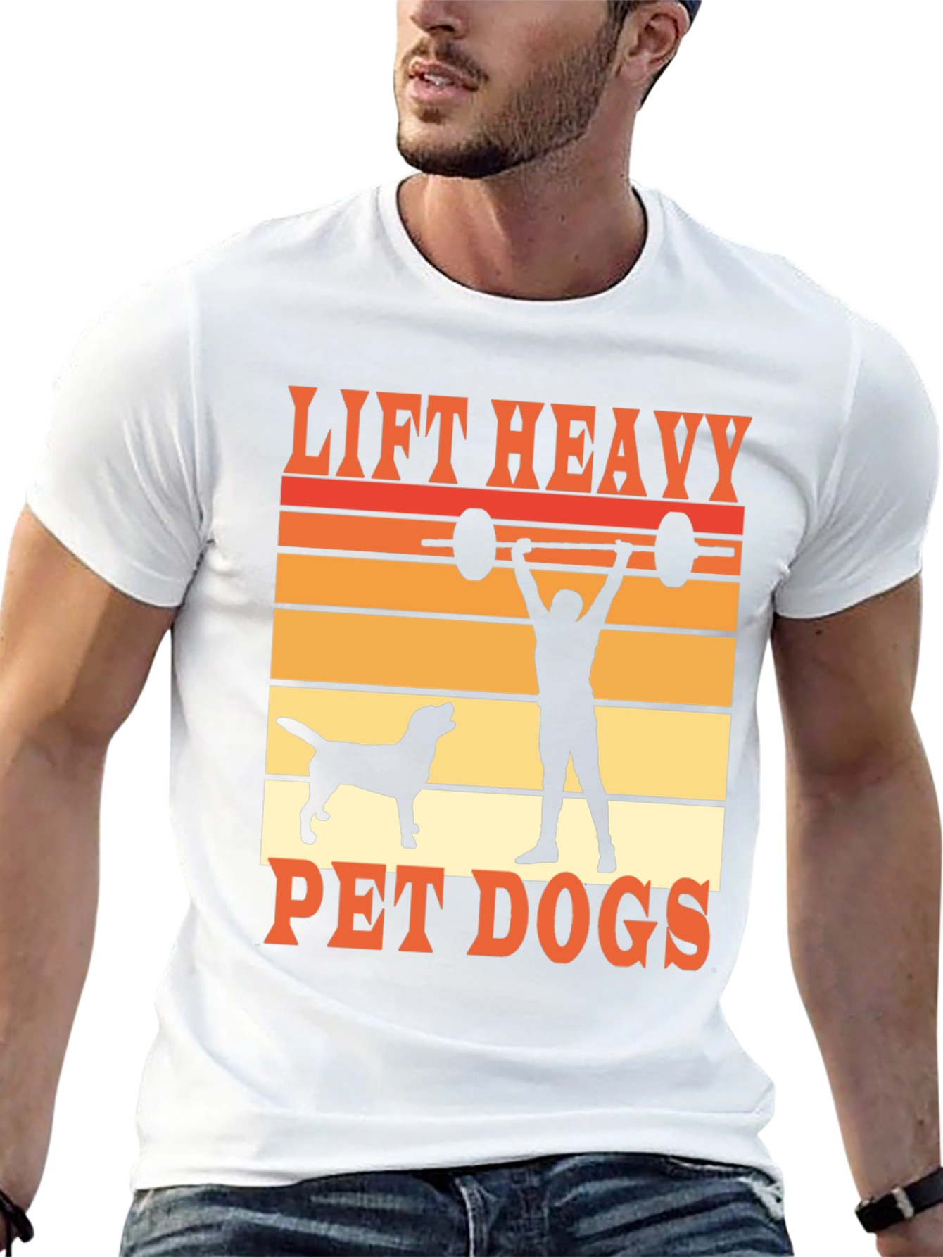 Camiseta Hombre: Levanta Pesado y Ama a tus Perros