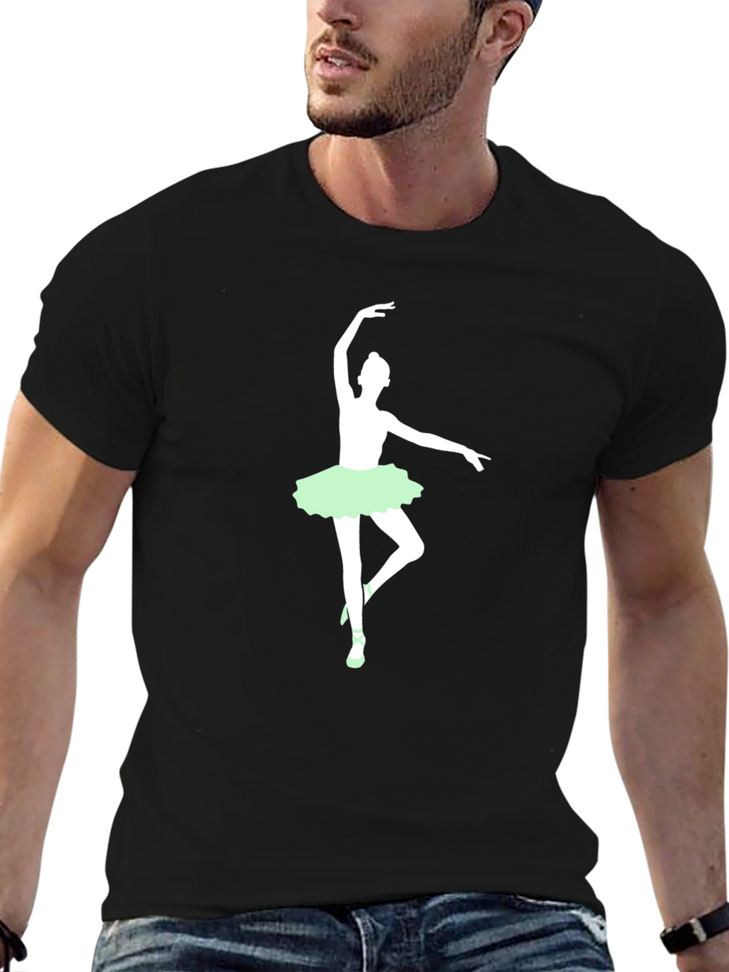 Camiseta Negra con Bailarina de Ballet