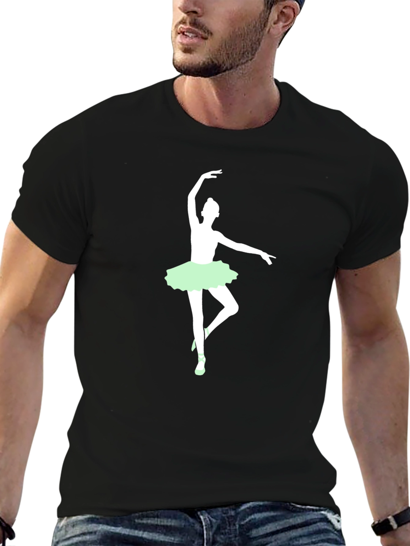 Camiseta Negra con Bailarina de Ballet