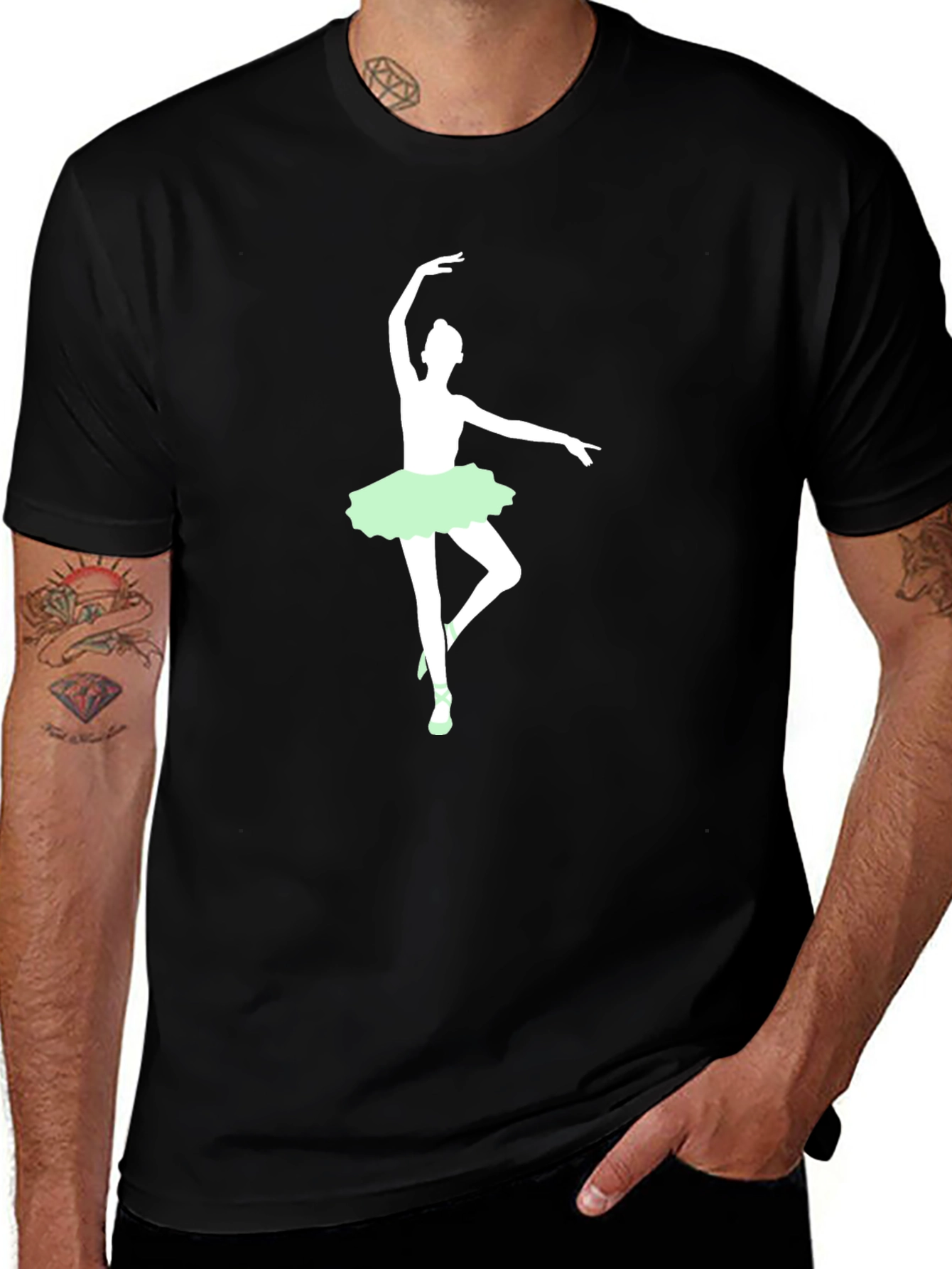 Camiseta Negra con Bailarina de Ballet