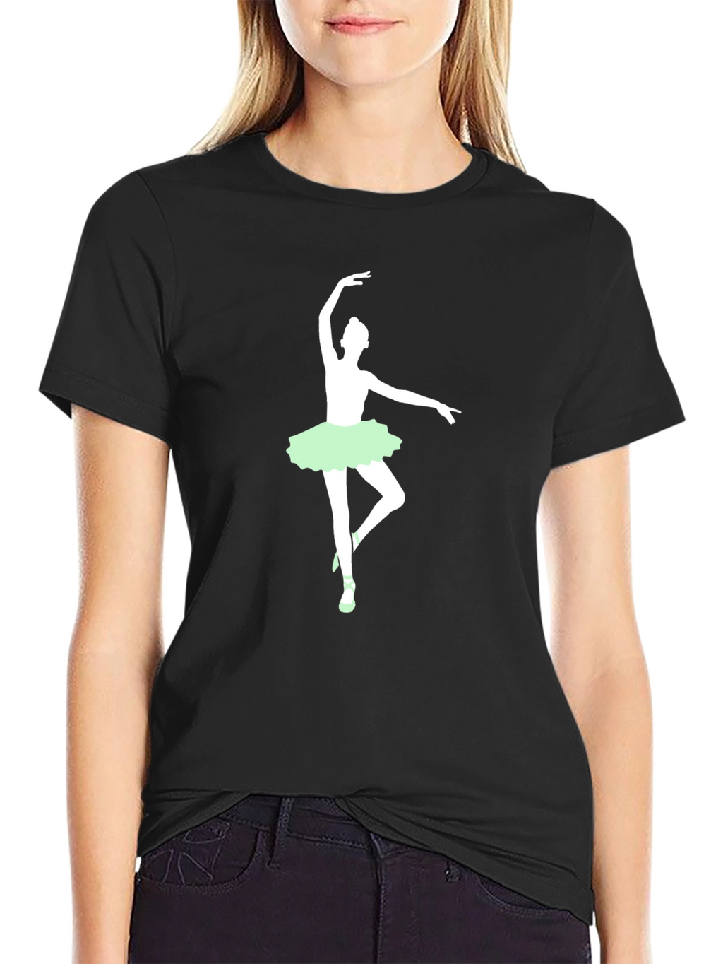 Camiseta Negra con Bailarina de Ballet