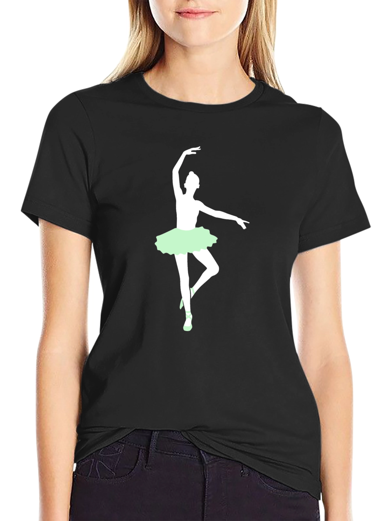 Camiseta Negra con Bailarina de Ballet