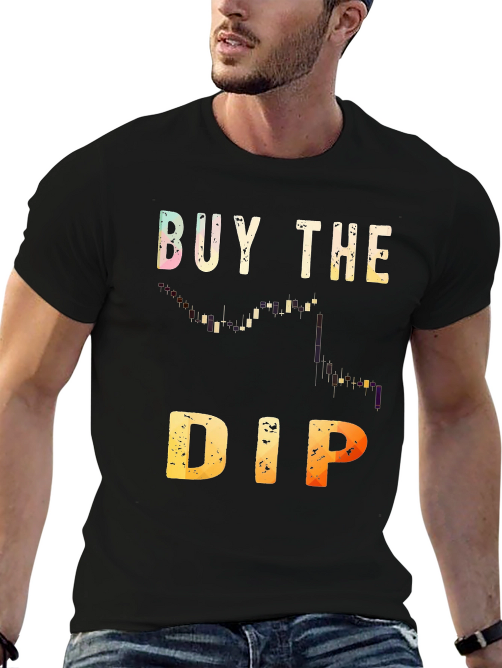 Camiseta Negra Buy the Dip Trading Inversión
