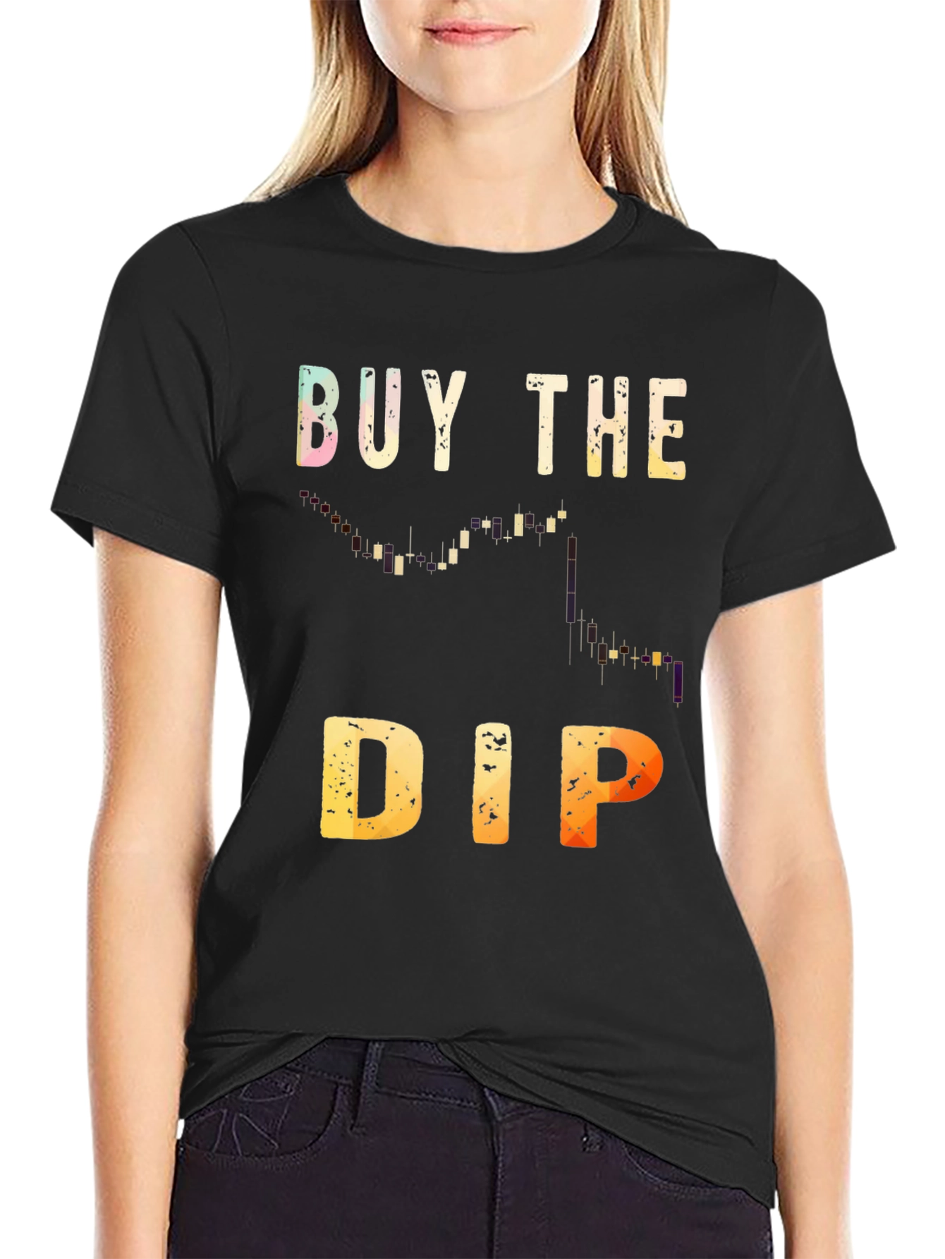 Camiseta Negra Buy the Dip Trading Inversión