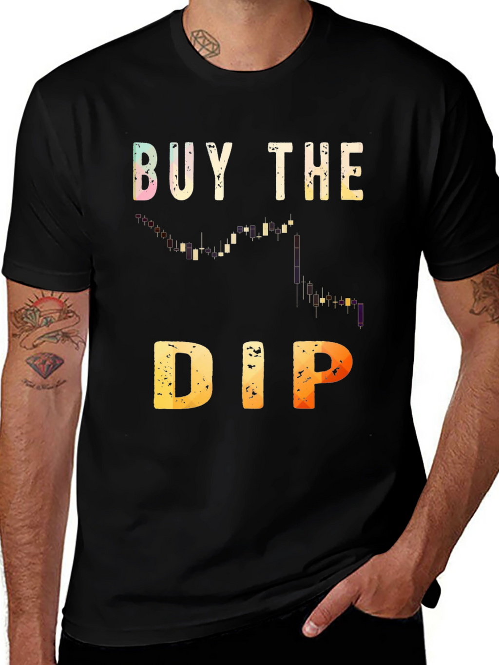 Camiseta Negra Buy the Dip Trading Inversión