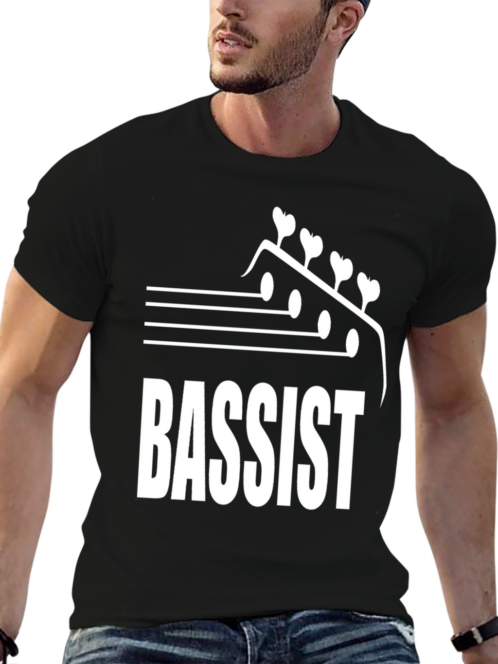 Camiseta Negra Bajista - Diseño Musical Único