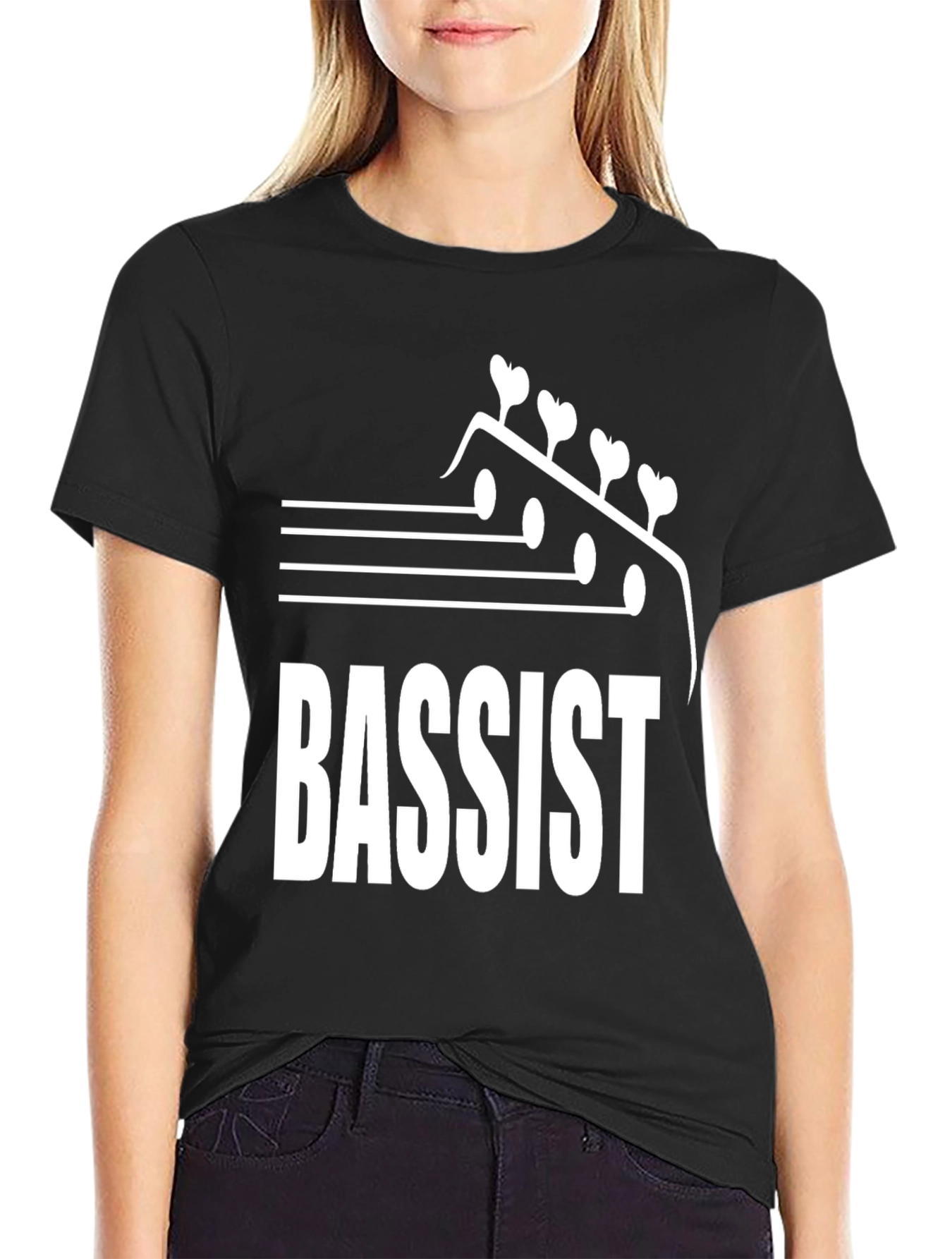 Camiseta Negra Bajista - Diseño Musical Único