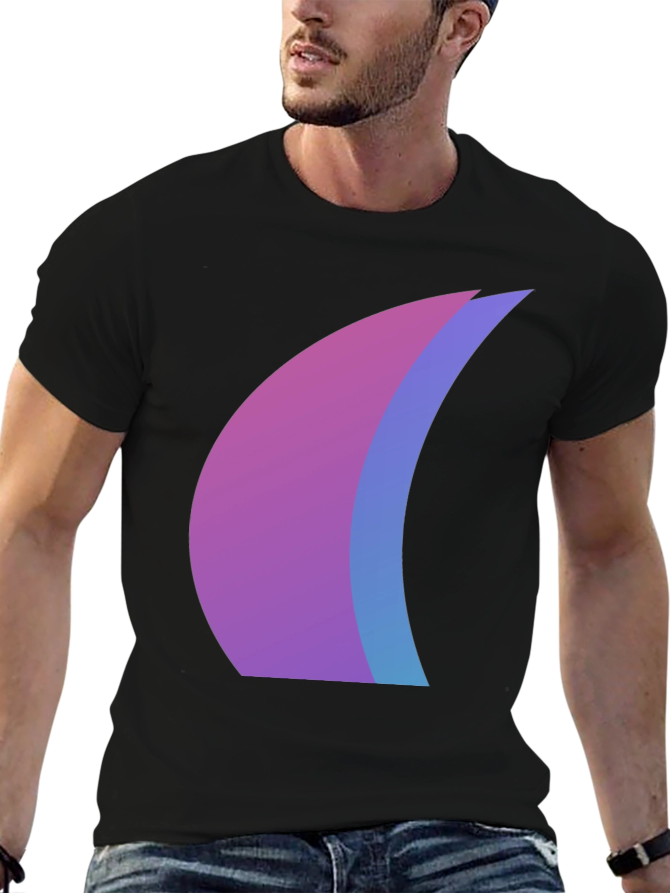 Camiseta Negra con Diseño Abstracto Degradado