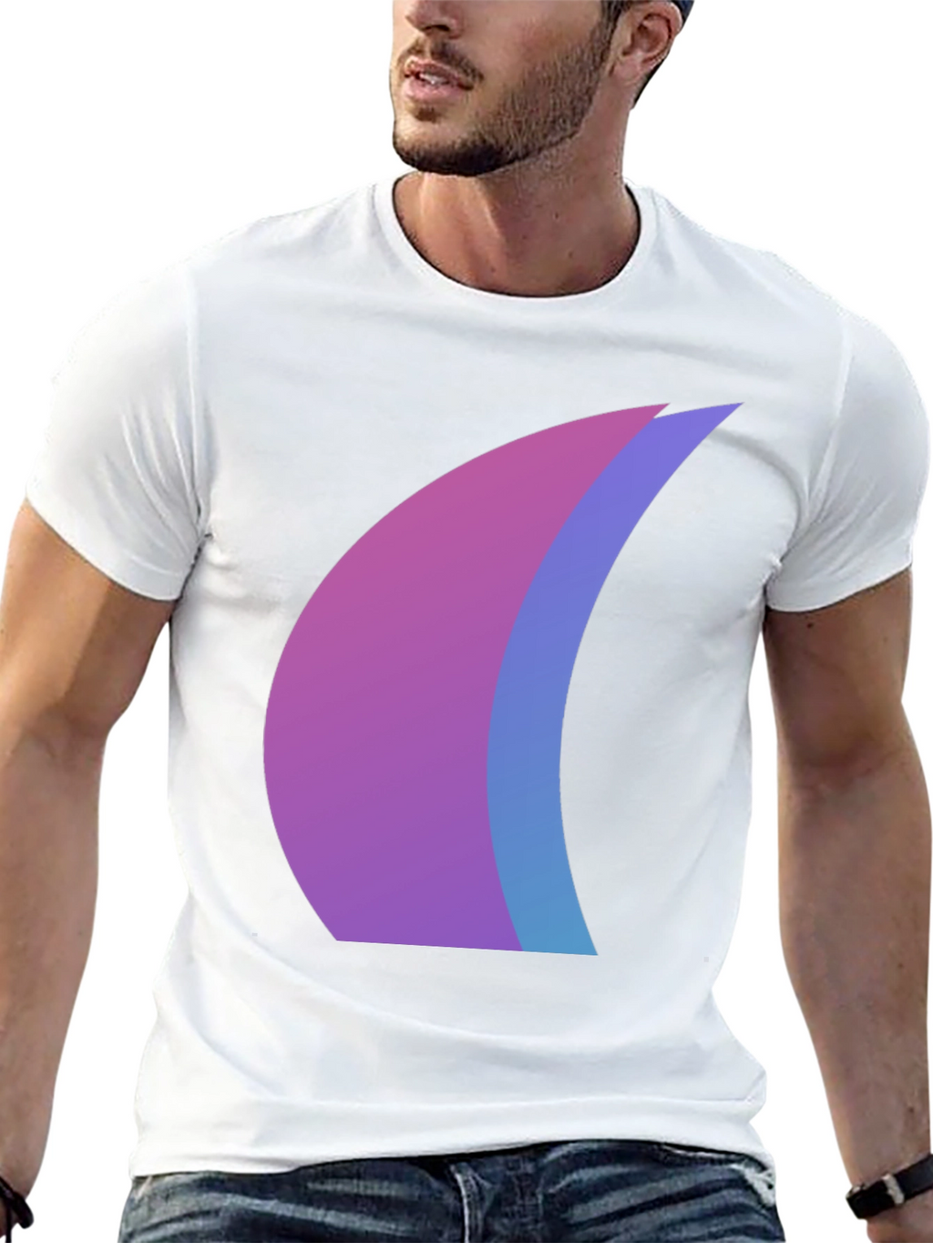 Camiseta Negra con Diseño Abstracto Degradado