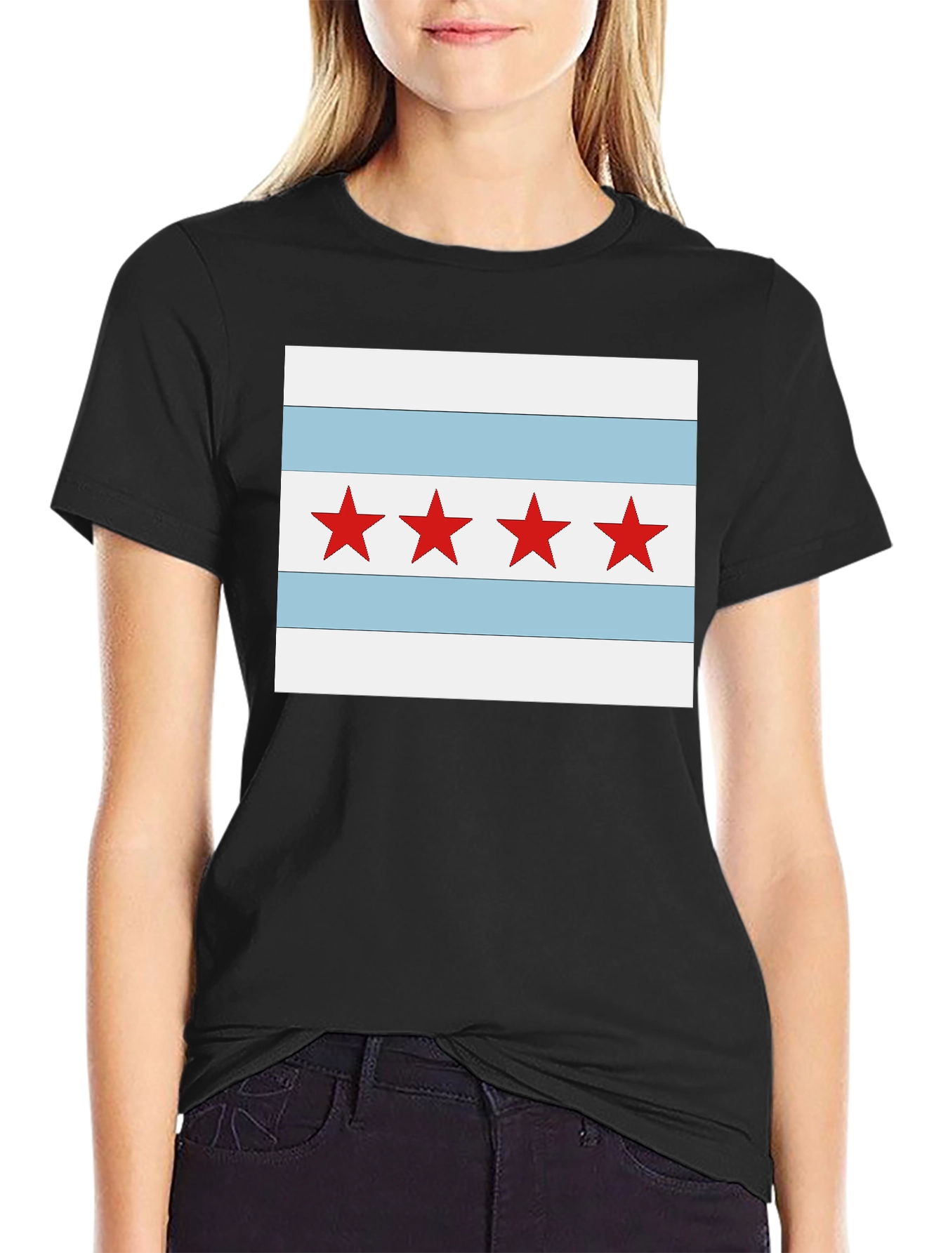 Camiseta Negra con Diseño Chicago