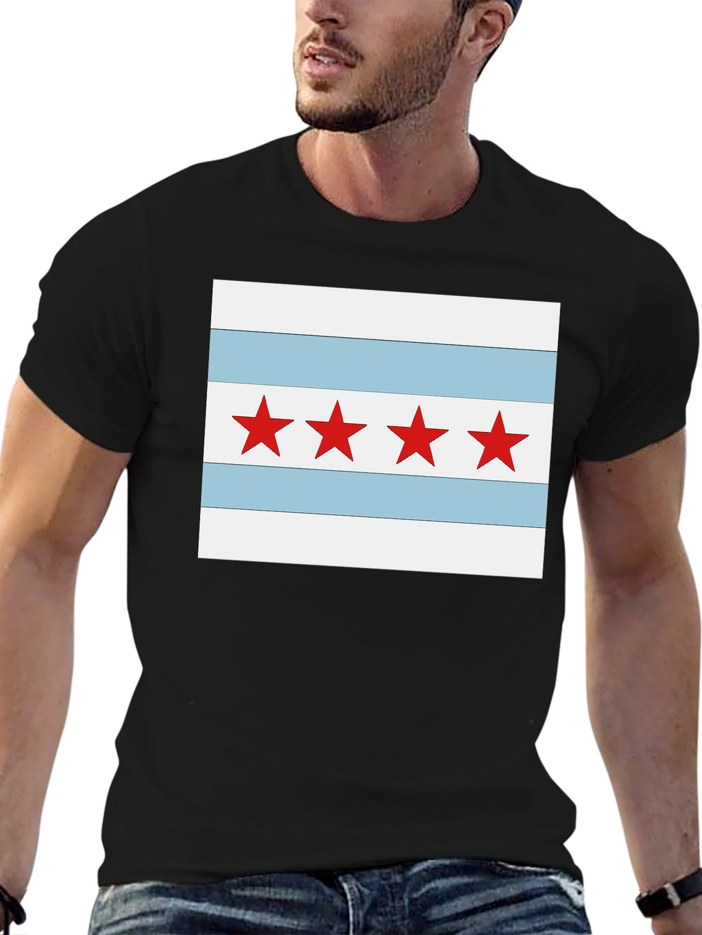 Camiseta Negra con Diseño Chicago