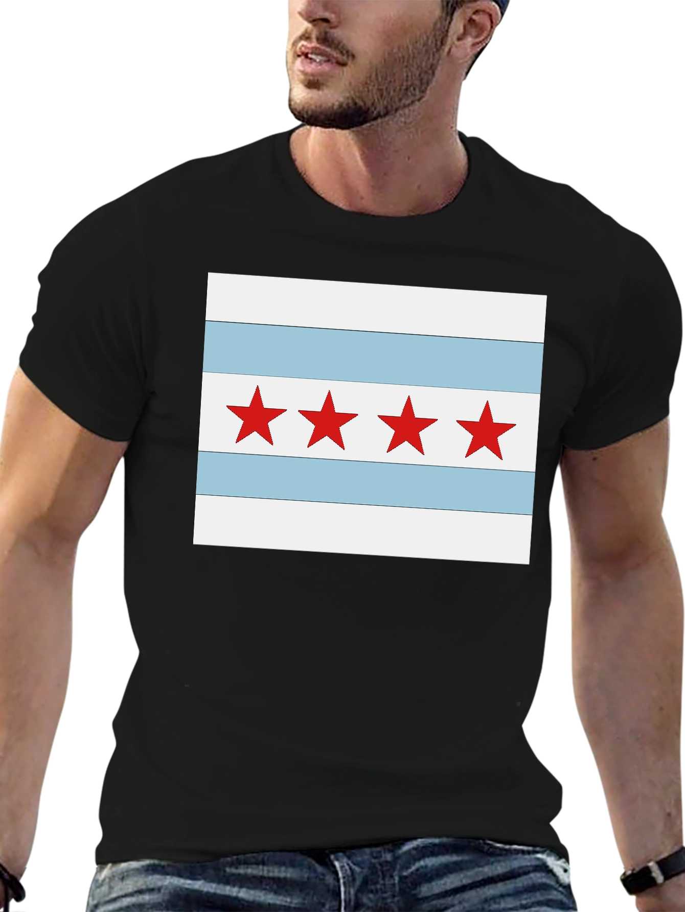 Camiseta Negra con Diseño Chicago