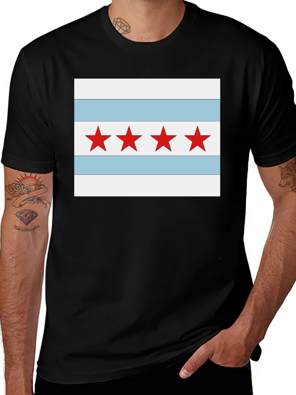 Camiseta Negra con Diseño Chicago
