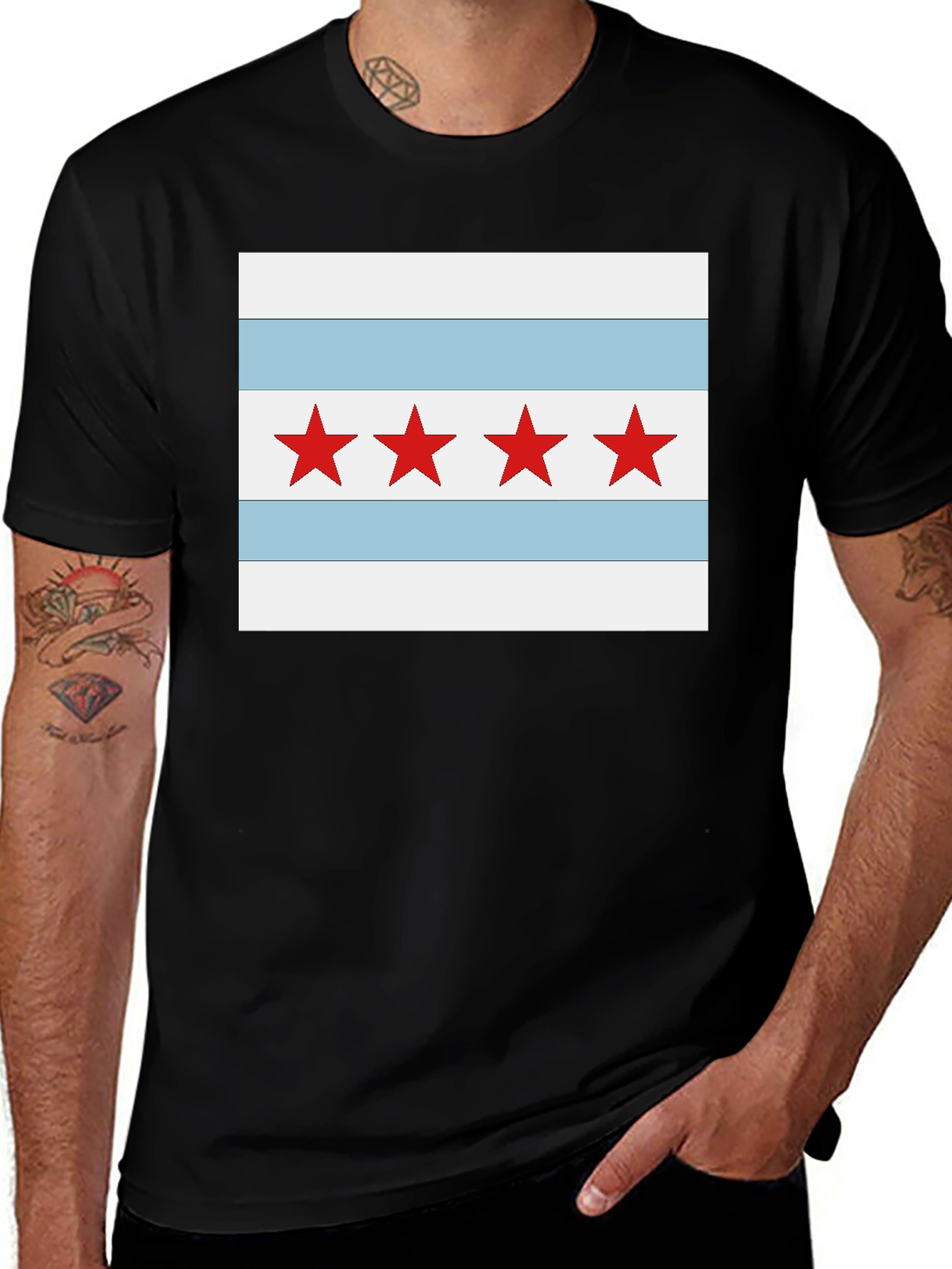 Camiseta Negra con Diseño Chicago