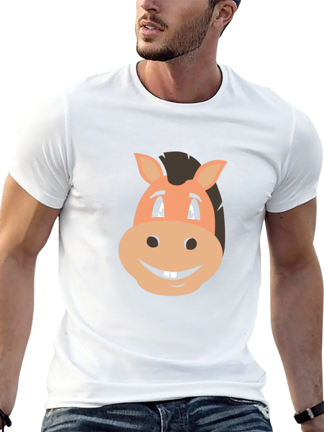 Camiseta Negra con Diseño de Cara de Caballo