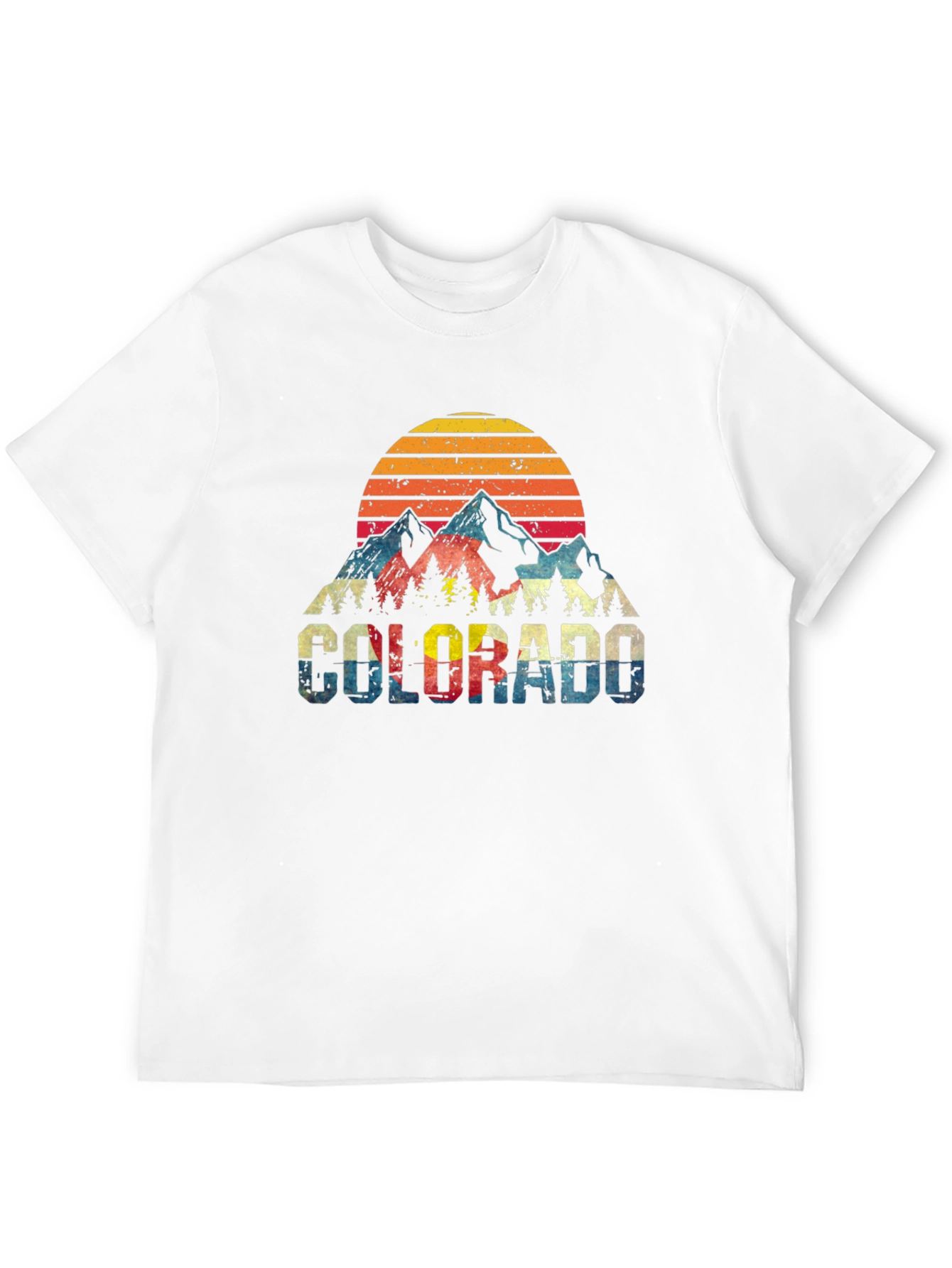 Camiseta Colorado Vintage Montañas y Atardecer