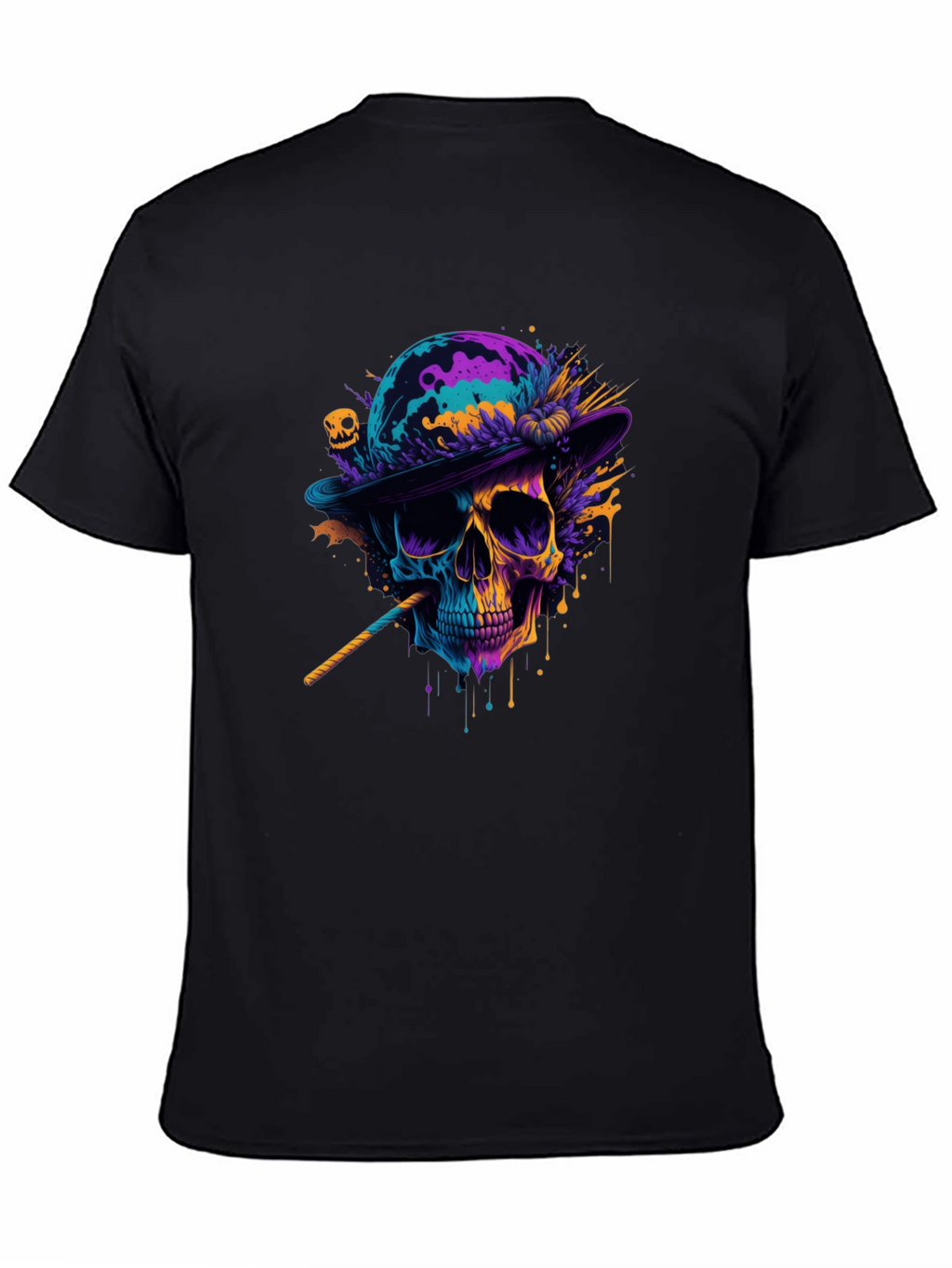 Camiseta Negra con Calavera Artística