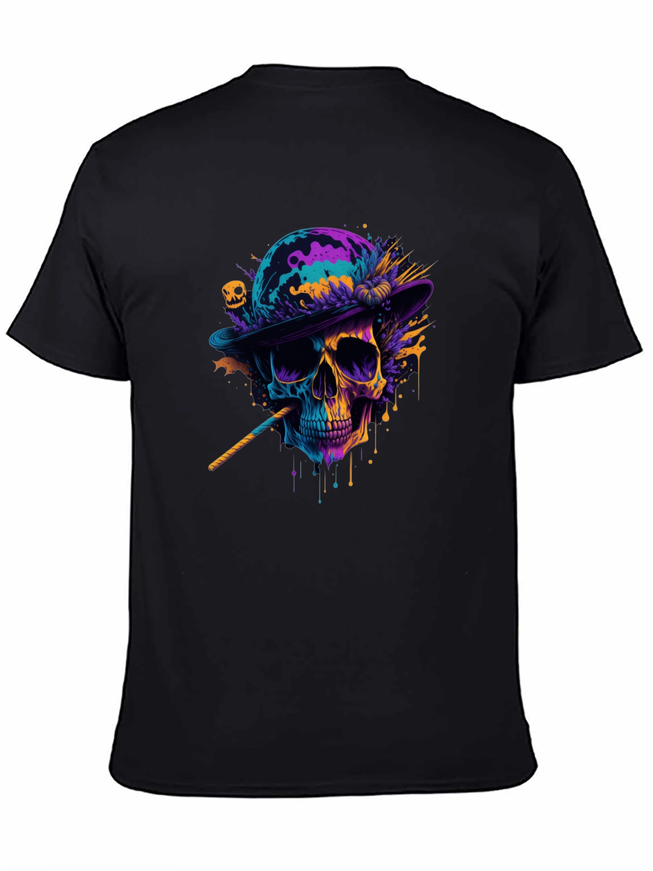 Camiseta Negra con Calavera Artística