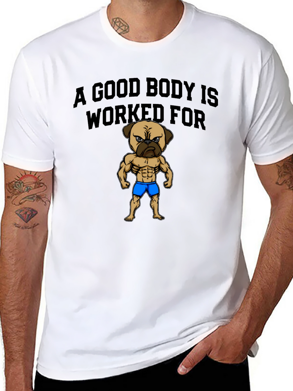Camiseta Hombre Negra Pug Musculoso