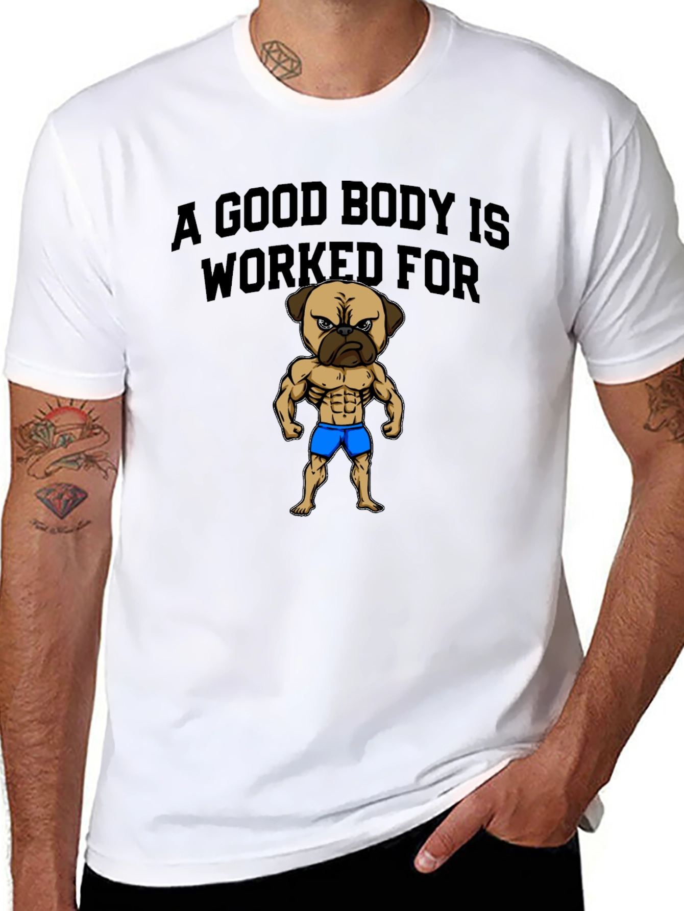 Camiseta Hombre Negra Pug Musculoso